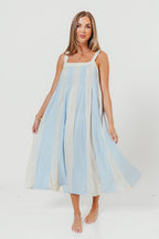 Roanne Midi Dress in Cream Blue