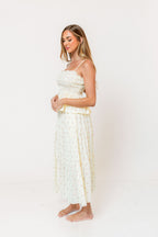 Gracie 100% Cotton Tiered Floral Midi Skirt in Butter Yellow