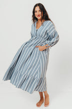 Hunter 100% Cotton Midi Dress in Dusty Blue - Bump Friendly & Inclusive Sizing *6/11 PRE-ORDER*