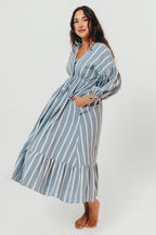 Hunter 100% Cotton Midi Dress in Dusty Blue - Bump Friendly & Inclusive Sizing *6/11 PRE-ORDER*