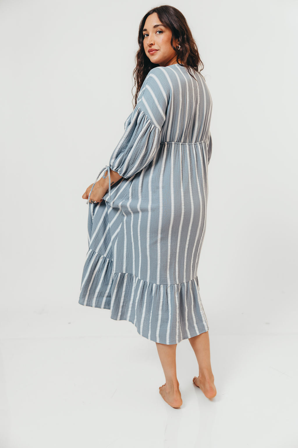 Hunter 100% Cotton Midi Dress in Dusty Blue - Bump Friendly & Inclusive Sizing *6/11 PRE-ORDER*