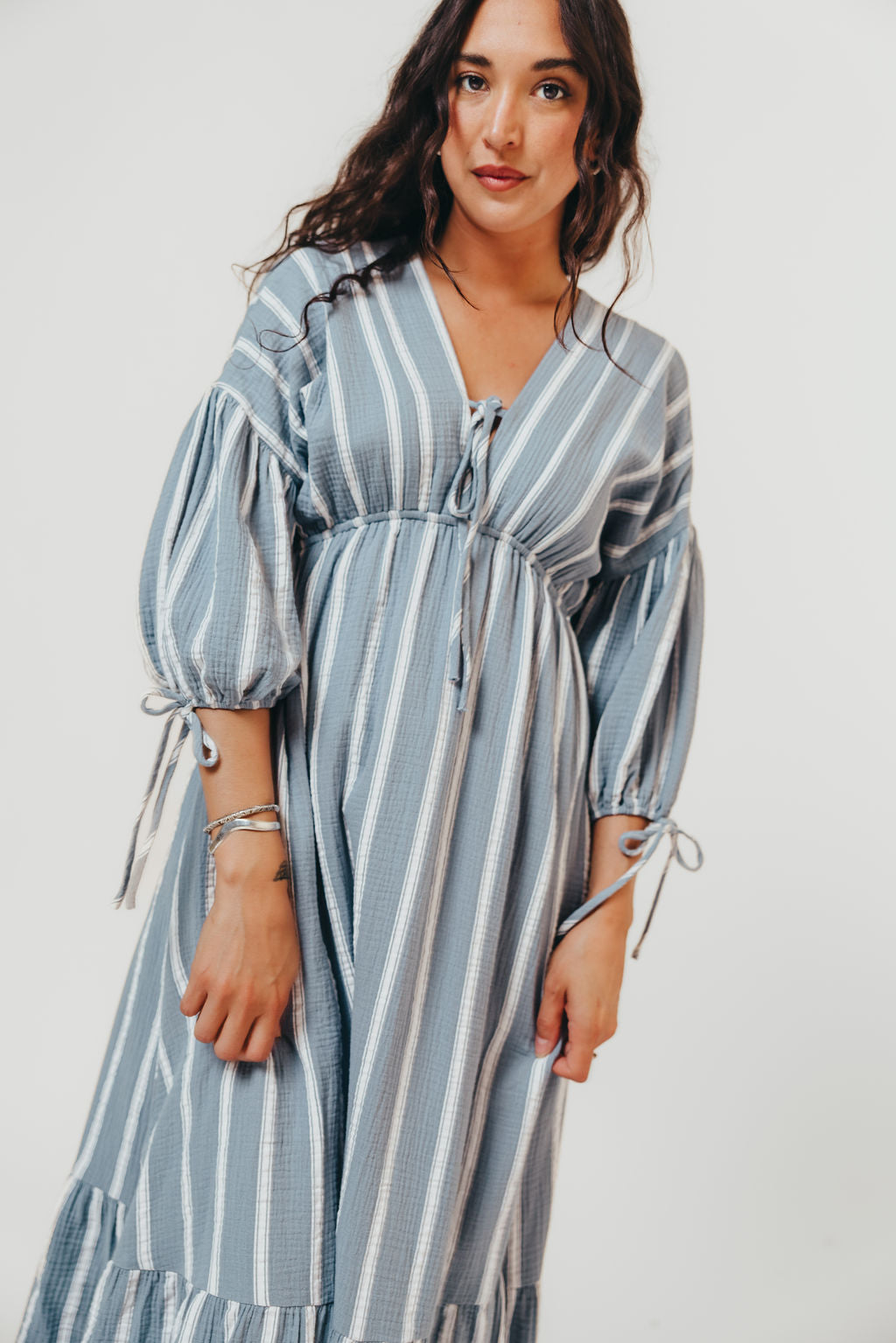 Hunter 100% Cotton Midi Dress in Dusty Blue - Bump Friendly & Inclusive Sizing *6/11 PRE-ORDER*