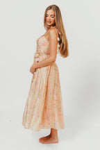 Halcyon Midi Dress in Peach Floral
