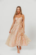 Halcyon Midi Dress in Peach Floral
