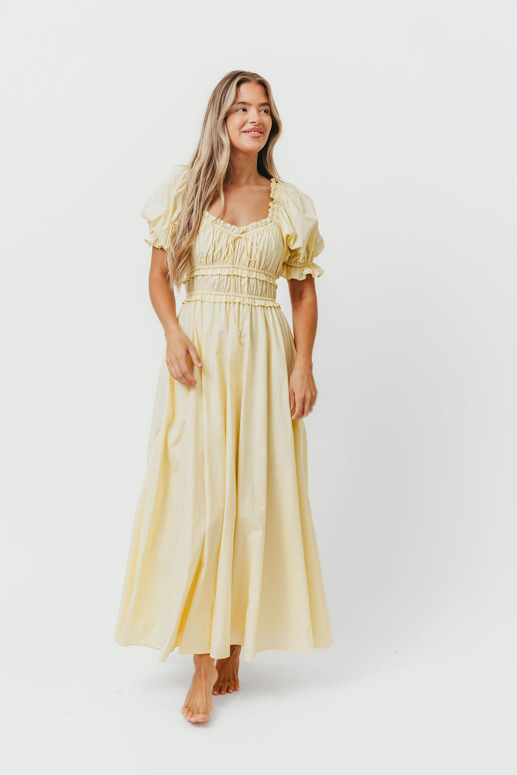 Sydnee Cotton Maxi Dress in Butter Yellow - Bump Friendly (Restocking in July)