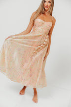 Halcyon Midi Dress in Peach Floral