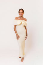 Aston Bow Front Maxi Sweater Dress in Butter Yellow - Bump Friendly