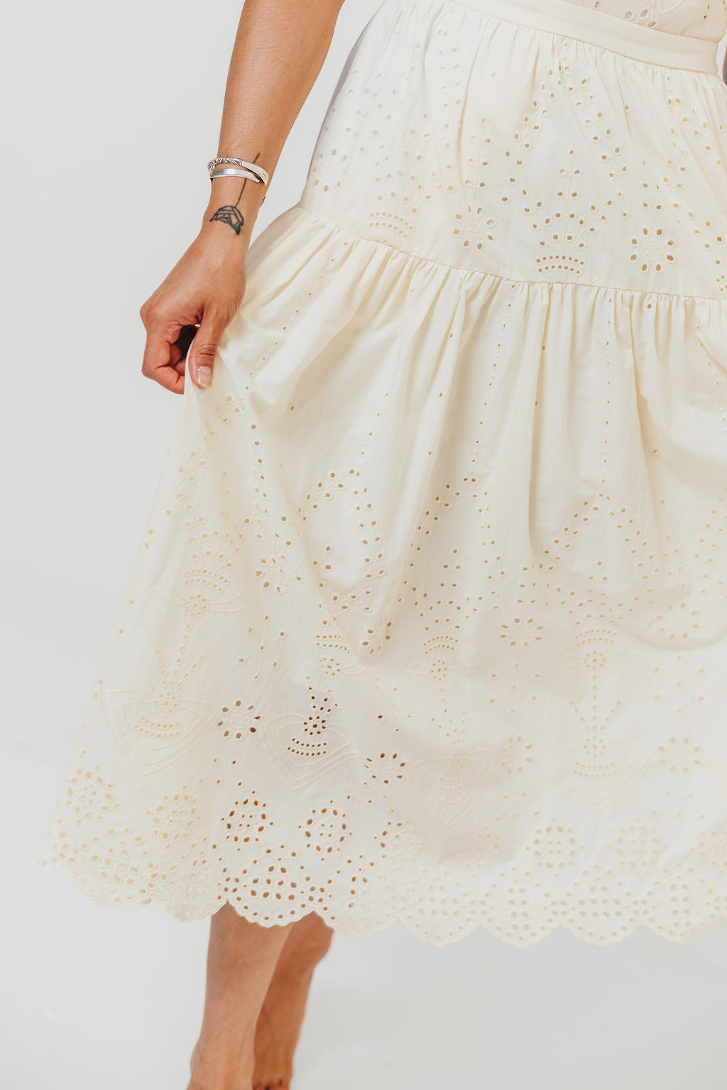 Betsy Eyelet Embroidered Maxi Dress in Ivory