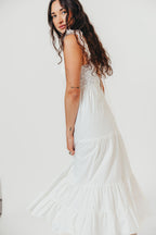 Shiloh 100% Cotton Ruffle Tiered Maxi Dress in White