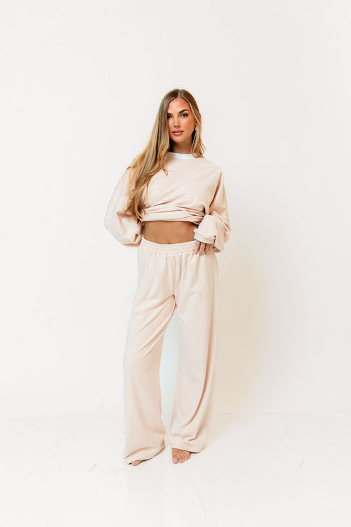 Campbell Striped Fleece Lounge Pants in Blush