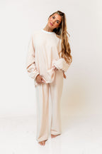 Campbell Striped Fleece Lounge Pants in Blush