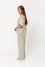 Campbell Striped Fleece Lounge Pants in Cream/Green