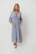 Hunter 100% Cotton Midi Dress in Blue - Bump Friendly