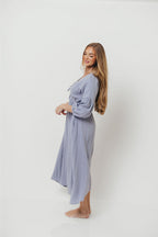 Hunter 100% Cotton Midi Dress in Blue - Bump Friendly