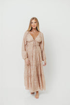 Elyse Maxi Dress in Beige Floral