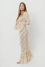 Heirloom Maxi Dress in Cream Tailored Silhouette — not ideal for advanced maternity