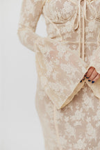 Heirloom Maxi Dress in Cream Tailored Silhouette — not ideal for advanced maternity