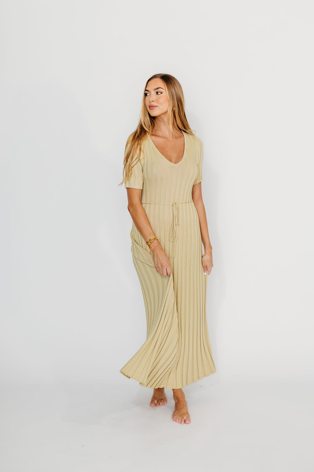 Oakley Ribbed Maxi Dress in Dusty Lime - Bump Friendly *Final-Sale*