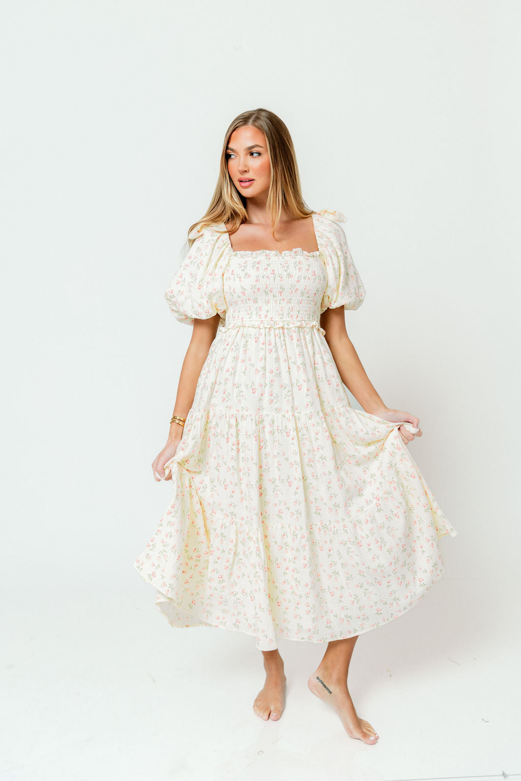 Elena 100% Cotton Midi Dress in Pink Tulip - Bump Friendly & Inclusive Sizing