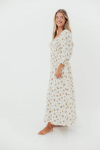 Cecilia 100% Cotton Smocked Maxi Dress in Cream (Lined) - Bump Friendly