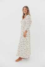 Cecilia 100% Cotton Smocked Maxi Dress in Cream (Lined) - Bump Friendly