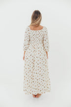 Cecilia 100% Cotton Smocked Maxi Dress in Cream (Lined) - Bump Friendly