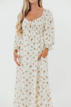 Cecilia 100% Cotton Smocked Maxi Dress in Cream (Lined) - Bump Friendly