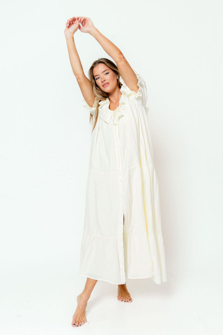 Sunday 100% Cotton Maxi Dress in Cream - Bump Friendly & Inclusive Sizing *6/23 PRE-ORDER*