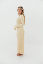 Colette Premium Long Sleeved Ribbed Knit Maxi Dress in Butter Yellow - Bump Friendly *Final-Sale*