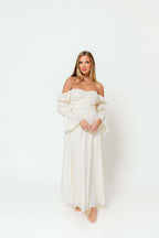Corrine Tiered Sleeve Maxi Dress in Ivory Cream