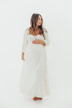 Cecilia 100% Cotton Smocked Maxi Dress in Ivory (Lined) - Bump Friendly