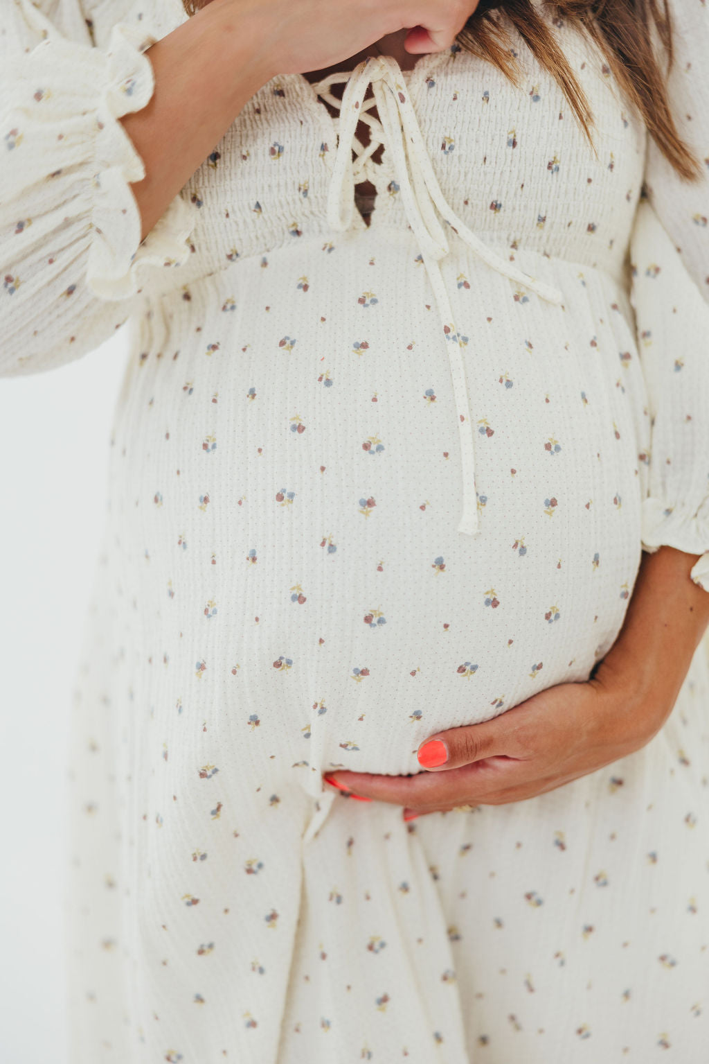 Cecilia 100% Cotton Smocked Maxi Dress in Ivory (Lined) - Bump Friendly