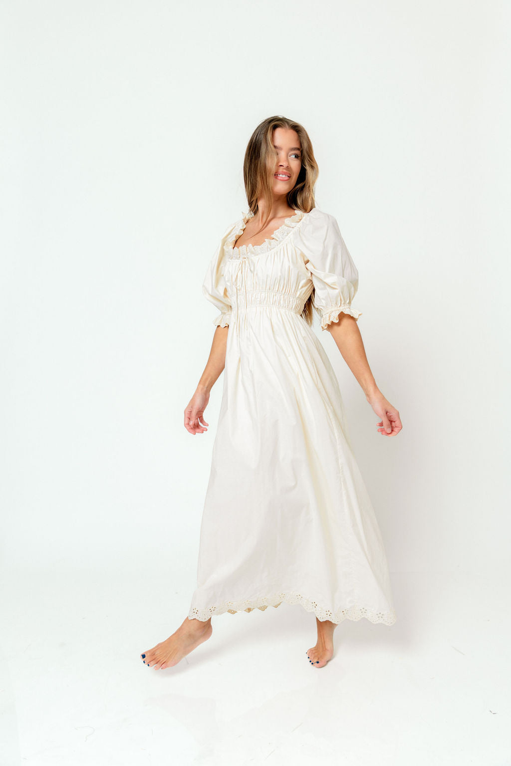 Daydreamer 100% Cotton Maxi Dress in Cream - Bump Friendly