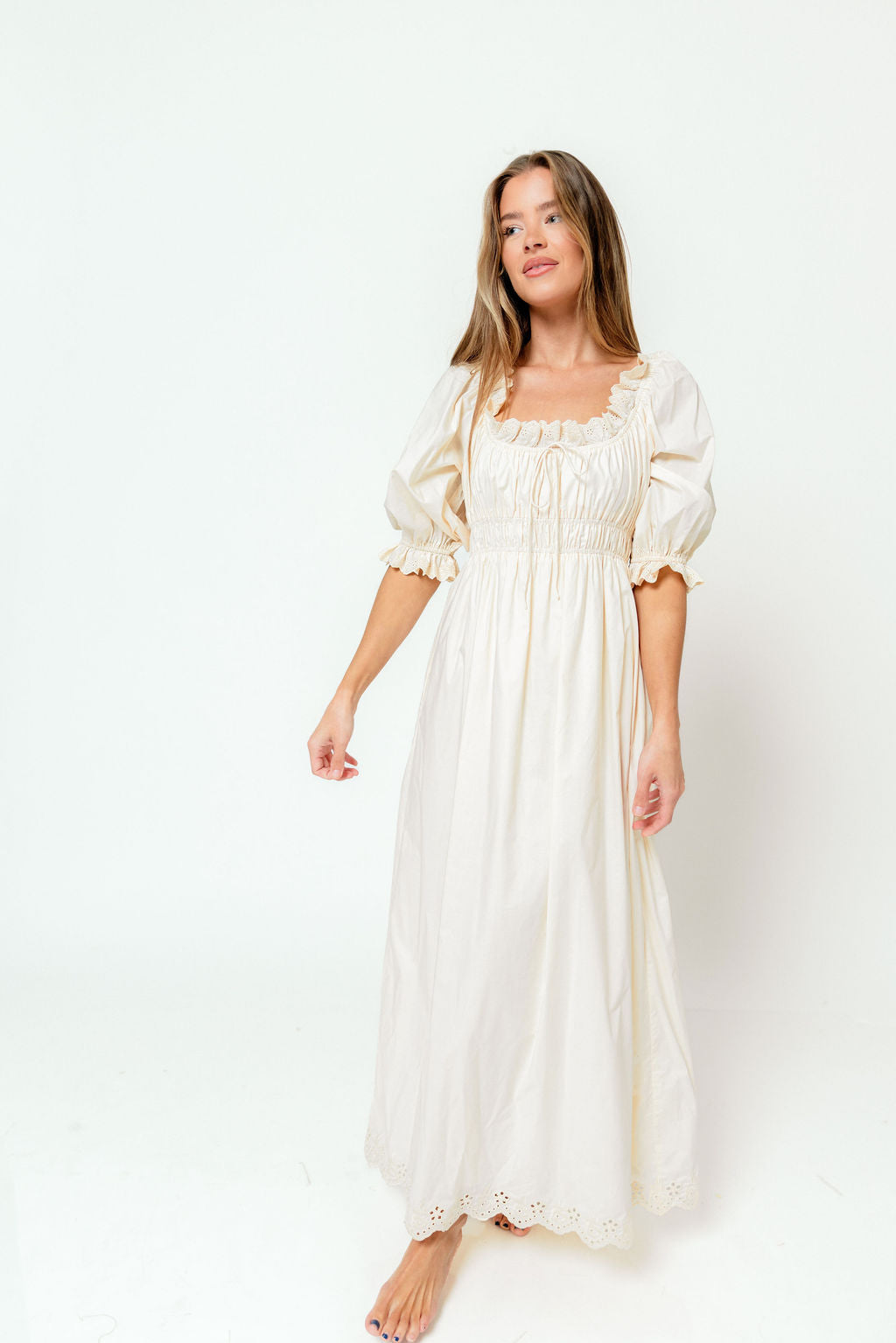 Daydreamer 100% Cotton Maxi Dress in Cream - Bump Friendly