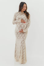 Seraphine Lace Maxi Dress in Cream - Inclusive Sizing & Bump Friendly (Size Up for Bump)