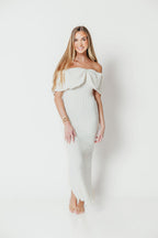 Aston Bow Front Maxi Sweater Dress in Ivory – Bump Friendly & Inclusive Sizing (S-3XL)