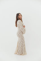 Seraphine Lace Maxi Dress in Cream - Inclusive Sizing & Bump Friendly (Size Up for Bump)