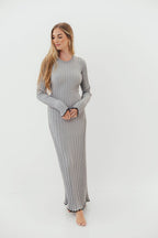Bentley Dress Heather Gray Black Trim