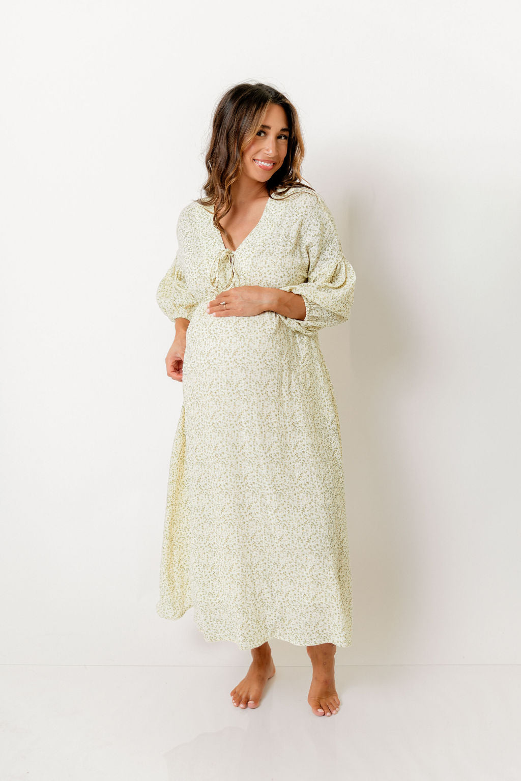 Hunter 100% Cotton Midi Dress in Ditsy - Bump Friendly