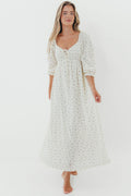 Cecilia 100% Cotton Smocked Maxi Dress in Ivory (Lined) - Bump Friendly