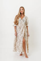 The Ari 100% Cotton Maxi Dress in Brown - Maternity and Nursing Friendly
