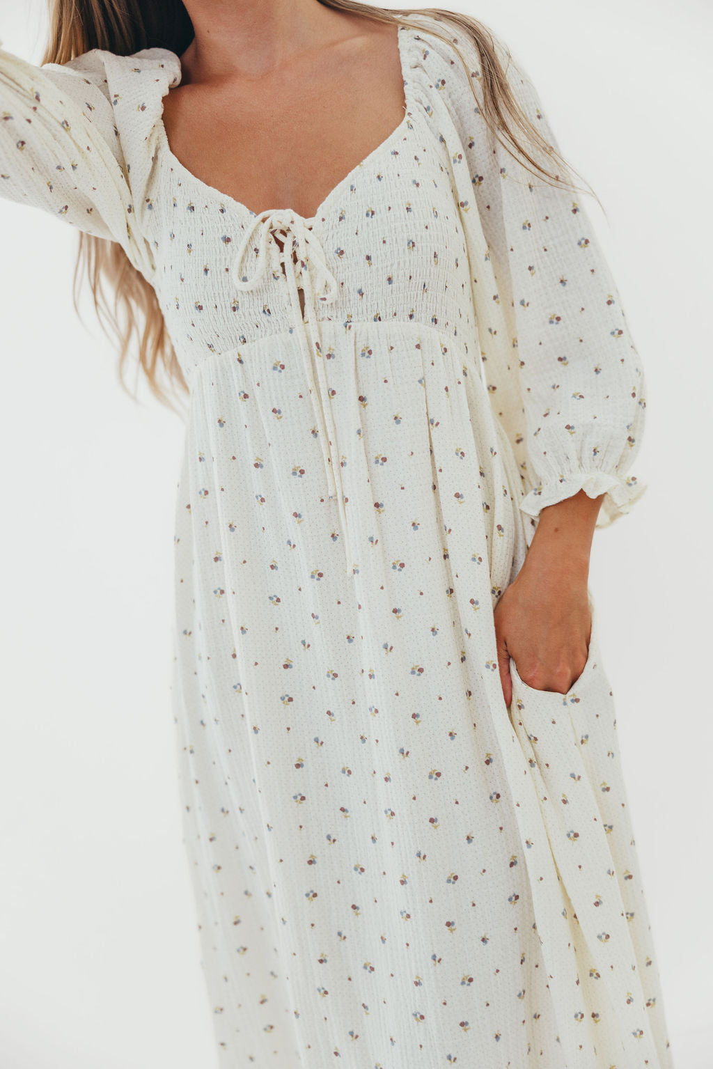 Cecilia 100% Cotton Smocked Maxi Dress in Ivory (Lined) - Bump Friendly