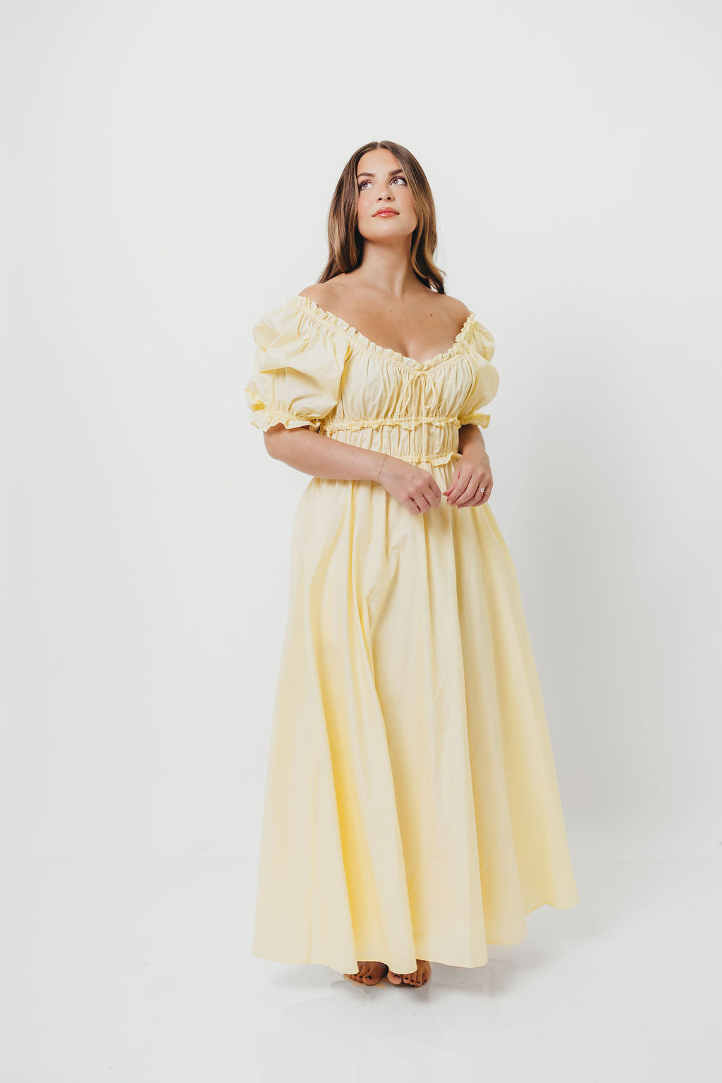 Sydnee Cotton Maxi Dress in Butter Yellow - Bump Friendly (Restocking in July)