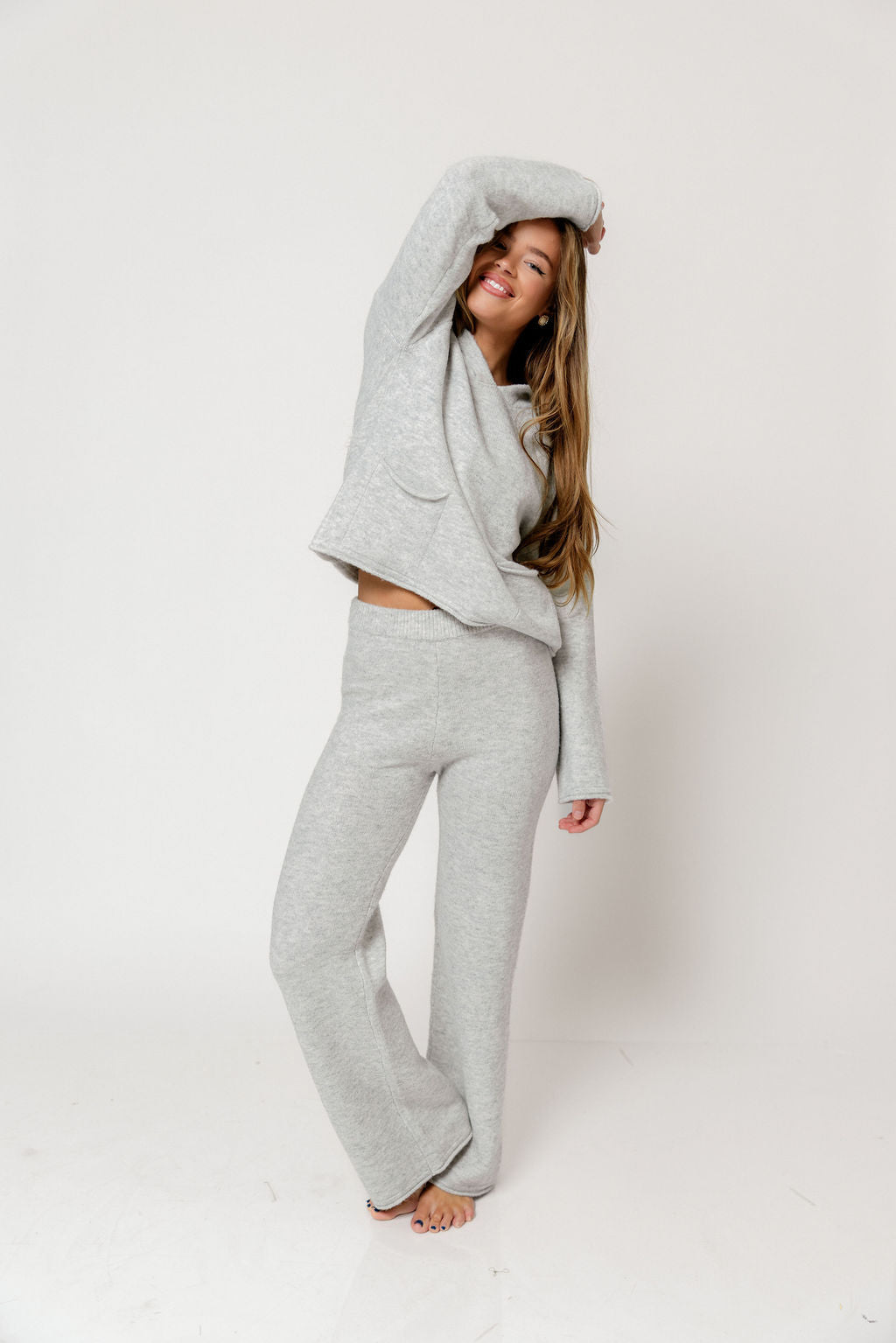 Kippa Soft Knit Hoodie and Pants Set in Grey Melange