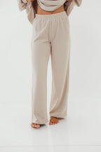 Campbell Striped Fleece Lounge Pants in Cream/Grey *Worth Exclusive Print*