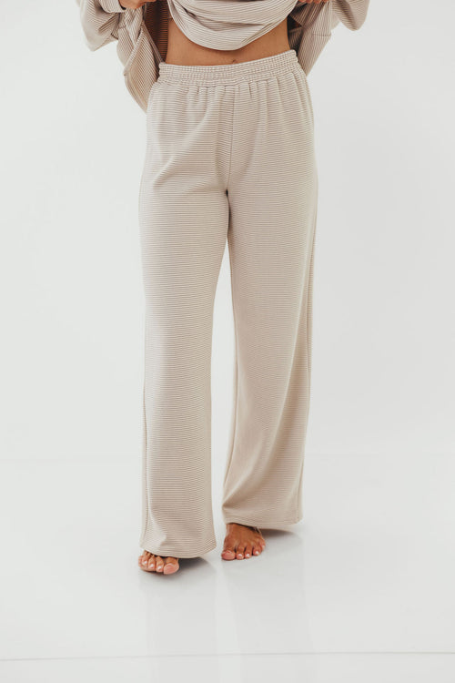 Campbell Striped Fleece Lounge Pants in Cream/Grey *Worth Exclusive Print*