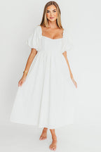Hamilton Midi Dress in Off-White - Bump Friendly and Inclusive Sizing (S-2XL)