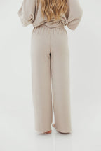 Campbell Striped Fleece Lounge Pants in Cream/Grey *Worth Exclusive Print*
