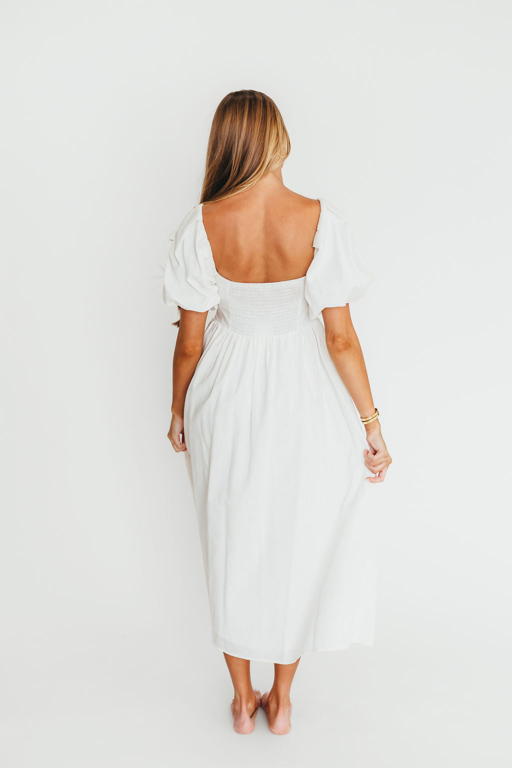 Hamilton Midi Dress in Off-White - Bump Friendly and Inclusive Sizing (S-2XL)