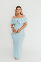 Aston Bow Front Maxi Sweater Dress in Ice Metal – Bump Friendly & Inclusive Sizing (XS-3XL)